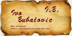 Ivo Bubalović vizit kartica